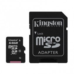 „Kingston“ MicroSD atminties kortelė - 64 Gb (10 Klasė) + SD adapteris