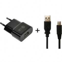 „LG“ sieninis įkroviklis - juodas + micro USB laidas