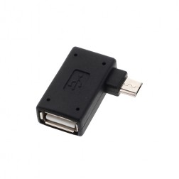 Micro USB OTG kampinis (dešininis) adapteris - juodas