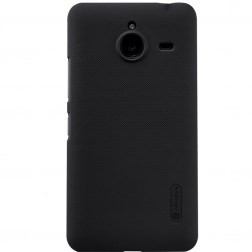 „Nillkin“ Frosted Shield dėklas - juodas + apsauginė ekrano plėvelė (Lumia 640 XL)
