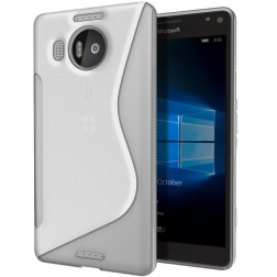 Kieto silikono (TPU) dėklas - skaidrus, pilkas (Lumia 950 XL)