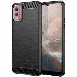 „Carbon“ kieto silikono (TPU) dėklas - juodas (Nokia C32)