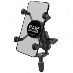 „RAM Mounts“ X-Grip telefono laikiklis motociklui (tvirtinamas prie cilindrinės vairo šakės angos) - juodas