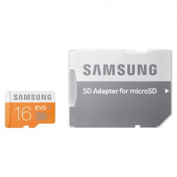 „Samsung“ Evo MicroSD atminties kortelė - 16 Gb (10 Klasė) + SD adapteris