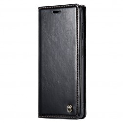 „CaseMe“ Leather solidus atverčiamas dėklas - juodas (Galaxy A34)