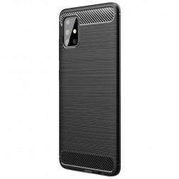„Carbon“ kieto silikono (TPU) dėklas - juodas (Galaxy A51)