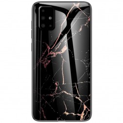 „Marble“ kieto silikono (TPU) dėklas - juodas / auksinis (Galaxy A51)