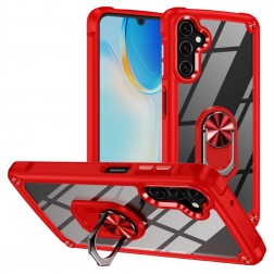 „Fashion“ Kickstand kieto silikono (TPU) dėklas - skaidrus / raudonas (Galaxy A55)