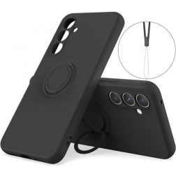 „Dechen“ Ring Kickstand kieto silikono (TPU) dėklas  - juodas (Galaxy A55)