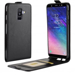 Vertikaliai atverčiamas dėklas - juodas (Galaxy A6+ 2018)