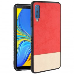 „Bi-Color“ Splicing dėklas - smėlio spalvos / raudonas (Galaxy A7 2018)