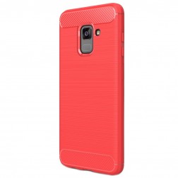 „Carbon“ kieto silikono (TPU) dėklas - raudonas (Galaxy A8 2018)