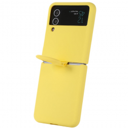 „Dechen“ Ring Kickstand kieto silikono (TPU) dėklas  - geltonas (Galaxy Z Flip4)
