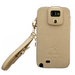 „Klogi” prabangus odinis dėklas - smėlio spalvos (Galaxy Note 2)
