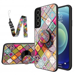„Pattern“ kieto silikono (TPU) dėklas - spalvotas + raištelis telefonui + laikiklis (Galaxy S21 FE 5G)
