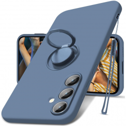 „Dechen“ Ring Kickstand kieto silikono (TPU) dėklas  - mėlynas (Galaxy S24)