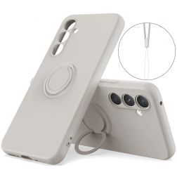 „Dechen“ Ring Kickstand kieto silikono (TPU) dėklas  - pilkas (Galaxy S24)