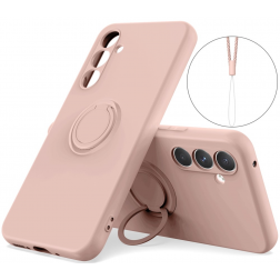 „Dechen“ Ring Kickstand kieto silikono (TPU) dėklas  - rožinis (Galaxy S24)