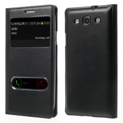 „Smart Window“ atverčiamas odinis dėklas - juodas (Galaxy S3)