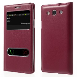„Smart Window“ atverčiamas odinis dėklas - tamsiai rožinis (Galaxy S3)