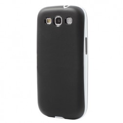 Kieto silikono (TPU) dėklas su plastikiniu rėmu - juodas (Galaxy S3)