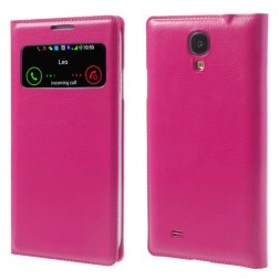 „Smart Window“ atverčiamas odinis dėklas - rožinis (Galaxy S4)