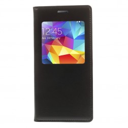 „Smart Window“ atverčiamas odinis dėklas - juodas (Galaxy S5 mini)