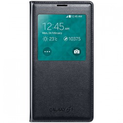 „Samsung“ S View Cover atverčiamas dėklas - juodas (Galaxy S5 / S5 Neo)