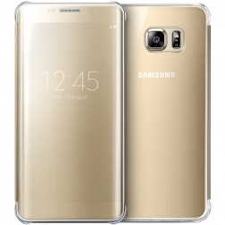 „Samsung“ Clear View Cover atverčiamas dėklas - auksinis (Galaxy S6 Edge+)