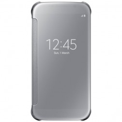 „Samsung“ Clear View Cover atverčiamas dėklas - sidabrinis (Galaxy S6)