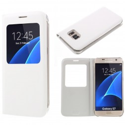 Atverčiamas dėklas su langeliu - baltas (Galaxy S7)
