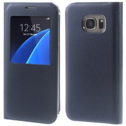  Atverčiamas dėklas su langeliu - tamsiai mėlynas (Galaxy S7)