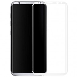 „Calans“ 9H Tempered Glass pilnai dengiantis apsauginis ekrano stiklas 0.2 mm - baltas (Galaxy S8+)