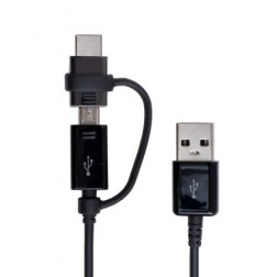 „Samsung“ Combo micro USB + Type-C laidas - juodas (1 m.)