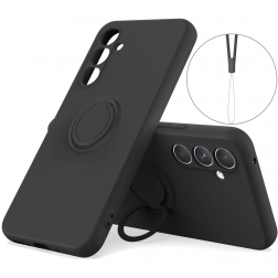 „Dechen“ Ring Kickstand kieto silikono (TPU) dėklas  - juodas (Galaxy S25)