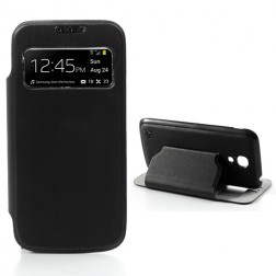 Atverčiamas „S-View“ stiliaus dėklas - juodas (Galaxy S4 mini)