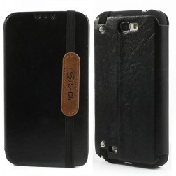 „S-Ch“ atverčiamas odinis dėklas - juodas (Galaxy Note 2)