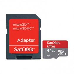 „SanDisk“ MicroSD atminties kortelė - 64 Gb (10 Klasė) + SD adapteris