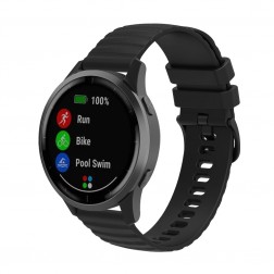 „Wave“ išmaniojo laikrodžio kieto silikono (TPU) apyrankė - juoda (Samsung Galaxy Watch 3 / Watch / Gear S3)