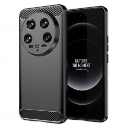 „Carbon“ kieto silikono (TPU) dėklas - juodas (Xiaomi 14 Ultra)