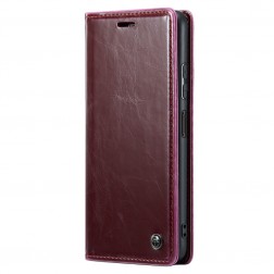 „CaseMe“ Leather solidus atverčiamas dėklas - bordo (Redmi Note 12 Pro+ 5G)