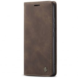 „CaseMe“ Retro solidus atverčiamas dėklas - rudas (Redmi Note 14 Pro 5G / Note 14 Pro+ 5G / Poco X7 5G)