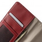Samsung Galaxy Note Edge atverčiamas raudonas odinis Litchi dėklas - piniginė