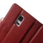 Samsung Galaxy Note Edge atverčiamas raudonas odinis Litchi dėklas - piniginė
