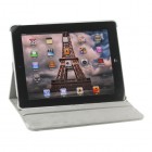 Apple iPad 2, 3, 4 atverčiamas, sukiojamas 360 laipsnių, baltas odinis dėklas - stovas