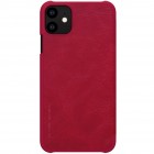 Prabangus „Nillkin“ Qin serijos raudonas odinis atverčiamas Apple iPhone 11 dėklas