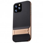 „Kickstand“ sustiprintos apsaugos Apple iPhone 11 Pro auksinis kieto silikono (TPU) ir plastiko dėklas