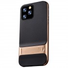 „Kickstand“ sustiprintos apsaugos Apple iPhone 11 Pro Max auksinis kieto silikono (TPU) ir plastiko dėklas