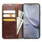 Apple iPhone 11 „QIALINO“ atverčiamas rudas odinis dėklas - knygutė