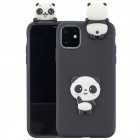 Apple iPhone 11 „Squezy“ Panda kieto silikono TPU juodas dėklas - nugarėlė